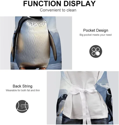 Miniatura 6 de Personalized Penguin Adult Apron, Kitchen Cooking Aprons for Woman Man, Adjustable Bib Apron with Pocket for Baking, BBQ Crafting Outdoors, Dining