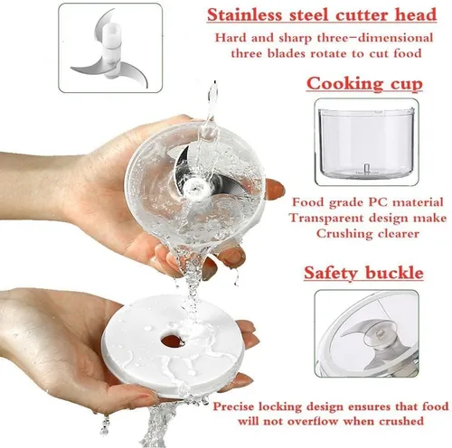 Miniatura 6 de 250ML Mini licuadora eléctrica de ajo, picadoras de verduras portátiles, triturador de ajo y picador de cebolla, licuadora para vegetales