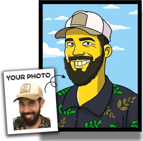 Retrato de dibujos animados de estilo Simpson personalizado de tu foto, medio cuerpo, prueba de 24 horas, póster impreso o lienzo, regalo