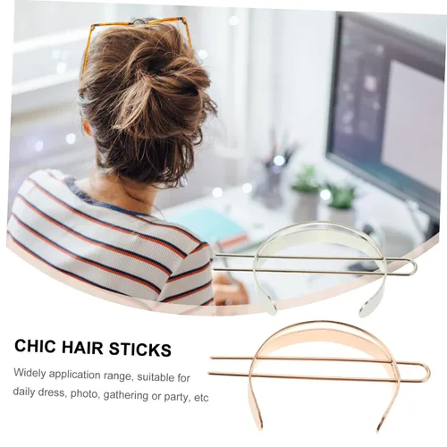 Miniatura 4 de Mikinona 2 extensiones de cabello de metal para novia, pinzas de metal para el cabello para mujeres, horquillas en forma de U, palillos de pelo