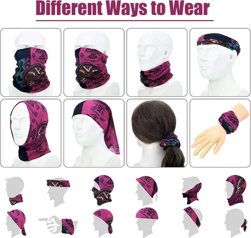 Miniatura 3 de SATINIOR 8 bandanas africanas para cubrir la cara, estilo bohemio, pasamontañas, bufanda para mujer, multicolor, M, Multicolorido