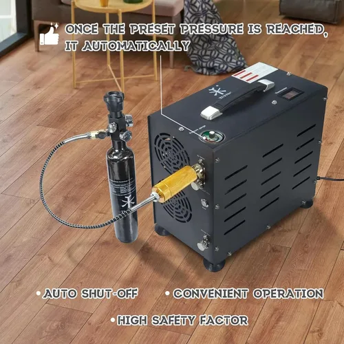 Miniatura 3 de TUXING Compresor de aire PCP de 4500 PSI Compresor de tanque de buceo de doble cilindro de 800 W Sistema de enfriamiento de ventilador integrado