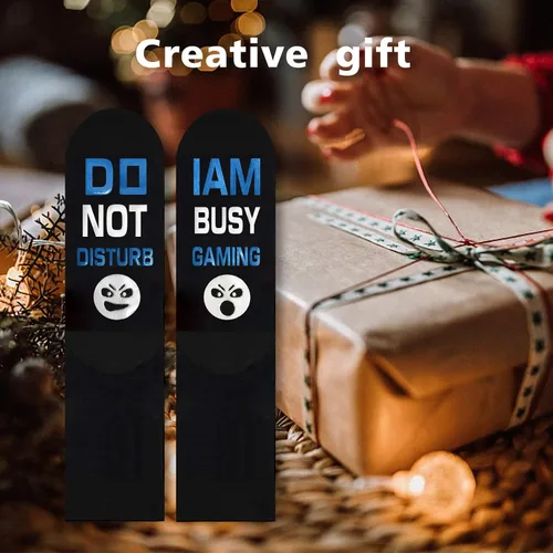 Miniatura 116 de AGRIMONY Calcetines divertidos con texto en inglés «Do Not Disturb Gaming» para hombres, mujeres, adolescentes, niños, Pascua, padres, cumpleaños