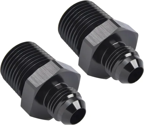 Miniatura 28 de 3AN macho Flare a 1/4 NPT tubo macho 90 grados codo adaptador unión aluminio negro