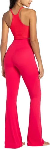 Miniatura 8 de Sunzel Leggings acampanados para mujer con bolsillos, pantalones de yoga cruzados con control de abdomen, cintura alta y pierna ancha