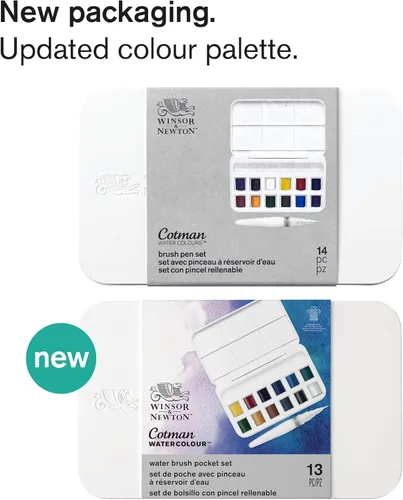 Miniatura 4 de Winsor & Newton - Cotman - Juego de acuarelas, 12 medias pastillas y pincel