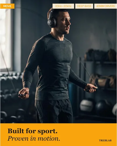 Miniatura 5 de TREBLAB Z2 Auriculares Híbridos con Cancelación Activa de Ruido para Entrenamiento - Sonido Signature-HD, Graves Profundos, Batería de 58H, Cómodos