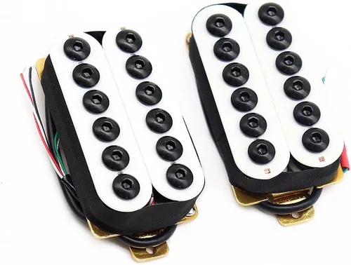 Miniatura 2 de Pastillas de guitarra humbucker de alto rendimiento estilo Invader con imán cerámico para partes de guitarra eléctrica, cuello y puente (blanco)