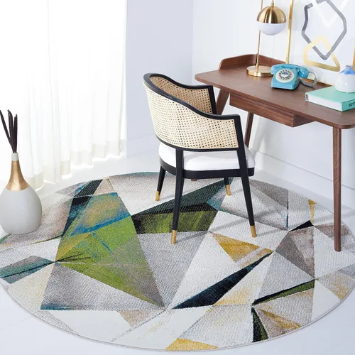 Miniatura 19 de SAFAVIEH Porcello Collection - Alfombra decorativa de 2 pies 3 pulgadas x 4 pies, gris claro y naranja, diseño abstracto moderno, no desprende