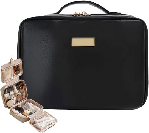 Miniatura 10 de Bolsa cosmética portátil de gran capacidad, Productos para el cuidado de la piel, Bolsa de almacenamiento de cepillo de maquillaje, Bolsa de Rosa