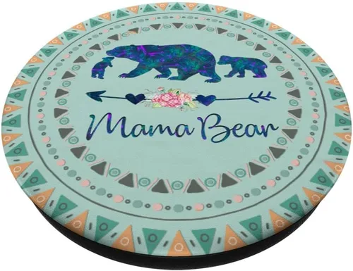 Miniatura 2 de PopSockets PopSockets Swappable PopGrip - Mamá Oso de dos bebés en menta verde