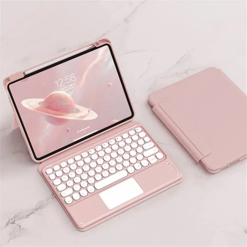 Miniatura 23 de Funda con teclado para iPad mini6 con panel táctil horizontal o vertical, magnética, desmontable, teclado BT transparente para iPad Mini 6ª Azul