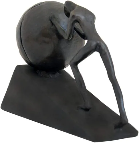 Miniatura 4 de Briskfeel Estatua de hierro de hombre con esfera, escultura de Sísifo de metal, decoración para el hogar y la oficina (B2 fuerte)