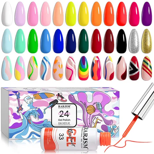 Miniatura 10 de RARJSM Arte de uñas en gel con líneas, conjunto de pintura de gel de colección de algodón de azúcar, pintura con alambre y dibujo de gel para diseño