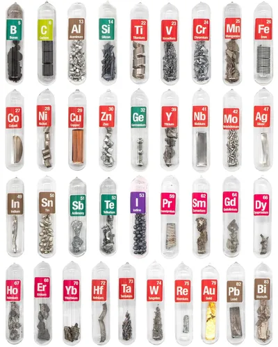 Miniatura 9 de Tabla Periódica de Elementos Reales, 99.99% de Pureza, Sellada en Tubo de Vidrio, para Regalo, Enseñanza, Exhibición, Colección, 68 Piezas