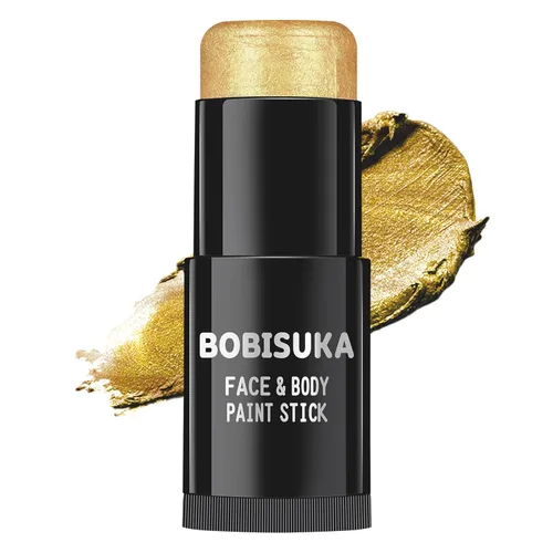 BOBISUKA Palo de pintura facial dorada, impermeable, metálico, dorado, de cuerpo completo, kit de pintura mezclable para Halloween, maquillaje SFX,