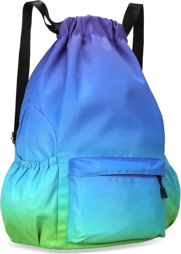 Miniatura 9 de Mochila con cordón para mujer, bolsa de gimnasio con cordón, resistente al agua, pequeña bolsa de cincha