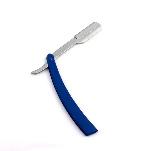 Miniatura 3 de OdontoMed2011® Rastrillos profesionales rectos de acero con borde de barbero plegable para afeitar, rastrillo de afeitado doble (mango negro)