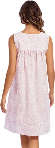 Miniatura 2 de FMIRREO Camisón de algodón para mujer, sin mangas, cómodo, ligero, ropa de dormir victoriana, fresca y acogedora