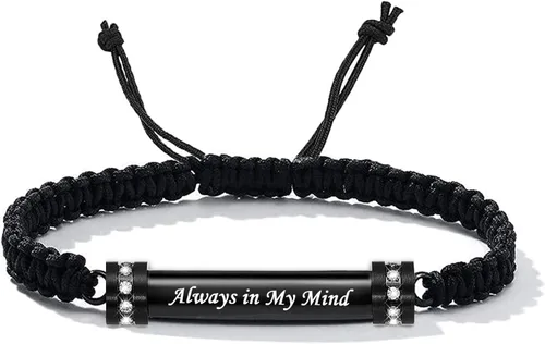 Miniatura 9 de Hearbeingt Pulsera de urna de cremación para cenizas de cuerda ajustable, pulsera cilíndrica para cenizas para hombres y mujeres, pulsera
