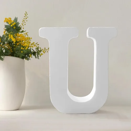 Miniatura 23 de Letras de madera de 4.3 pulgadas, letras blancas de madera sin terminar para injerto, letras de madera para decoración de pared, letras pie