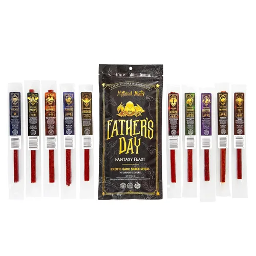 Miniatura 12 de Mythical Meats Paquete de muestra original de sabor exótico – 10 palitos exóticos de caza y carne de res – Carnes secas y deshidratadas sazonadas a