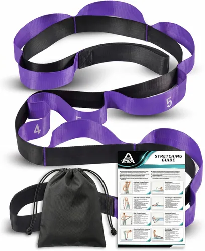 Miniatura 8 de Acozycoo Correa de estiramiento con 10 bucles, correa de yoga para terapia física, entrenamiento en casa, entrenamiento de pilates y flexibilidad
