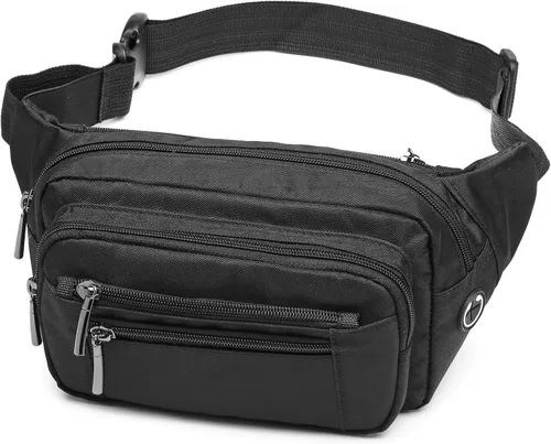 Packism Riñonera para mujeres y hombres – Riñoneras para mujer con cinturón cruzado en todas partes con 6 bolsillos con cremallera, talla grande y