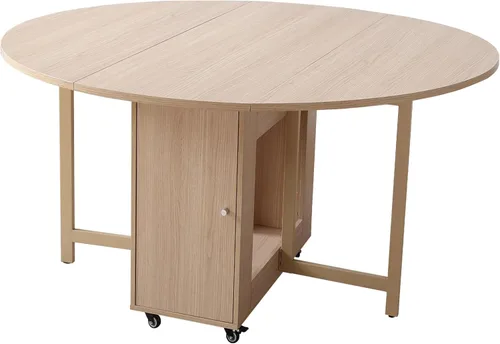 COMUHOME Mesa de comedor plegable redonda de 47.3 pulgadas para 4-8, mesa de comedor plegable de madera para cocina, mesa de comedor grande con Mesa