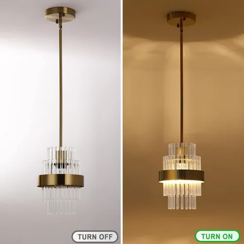 Miniatura 4 de Lámparas colgantes, iluminación colgante de cristal moderna de 7 pulgadas, luces colgantes de isla de cocina de color latón, iluminación colgante