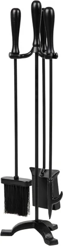 Mind Reader Juego de herramientas para chimenea, póker, cepillo para cenizas, pala de pala, soporte, hierro forjado y acero, 6.25" de largo x 6.25"