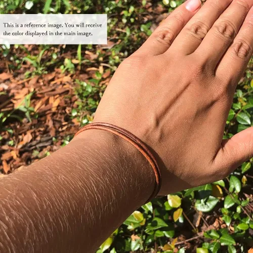 Miniatura 5 de Pulsera de cuero genuino para hombre de 0.059 in – Brazalete ajustable hecho a mano, pulsera de cuero minimalista para hombre, accesorios simples