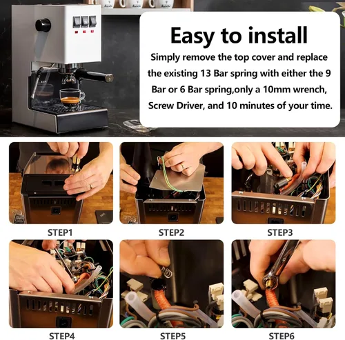 Miniatura 6 de Máquina de café expreso compatible con Gaggia Classic 9 Bar Opv Coffee Machine Kits para Gaggia Classic Pro Opv Mod Springs Piezas Accesorios