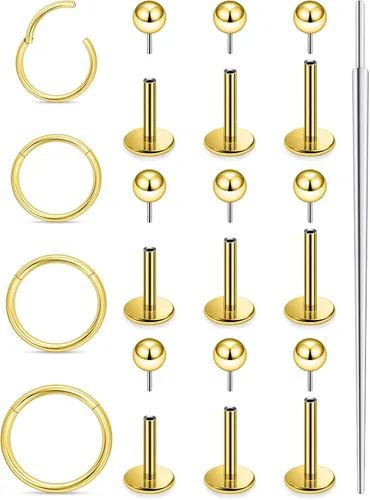 Aretes de nariz de acero quirúrgico 316L, 20G, 18G y 16G, sin rosca, aretes de lóbulo para cartílago, cartílago, oreja, labio, piercing para mujeres
