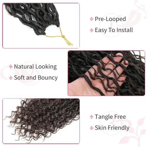 Miniatura 127 de Alicoco Goddess Locs Cabello de Ganchillo 12 Pulgadas 8 Paquetes Rastas Sintéticas de Ganchillo Para Mujeres Rastas Suaves Boho Pre-enrolladas River