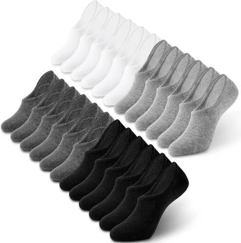 IDEGG Calcetines invisibles para mujeres y hombres, 12 pares de calcetines atléticos antideslizantes de corte bajo casuales con antideslizantes