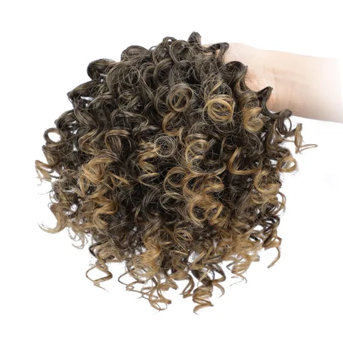 Miniatura 8 de Extensión de cola de caballo rizada con cordón para mujeres negras, extensión de cola de caballo con cordón, extensiones de cabello rizado