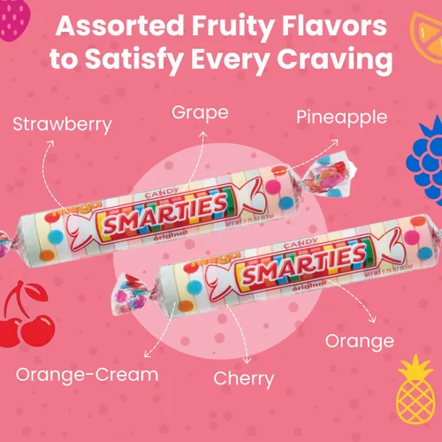 Miniatura 6 de Smarties Mega Variety Pack – Mega Lollies (24 unidades) + Mega Rolls Candy Box (2.25 oz, 24 rollos) – Caramelos veganos y sin gluten, sin maní y sin