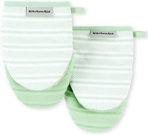 KitchenAid Albany - Juego de 2 manoplas para horno mini, color pistacho, 5.5 x 8 pulgadas
