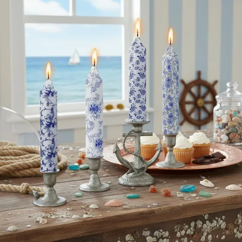 Miniatura 53 de Candelabros cortos de 5 pulgadas con velas cónicas verde oscuro, 4 piezas para cena, hogar, boda, fiesta, decoración