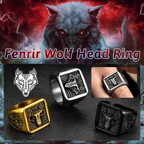 Miniatura 3 de FaithHeart Anillos de sello de cabeza de lobo para hombres y mujeres, anillo vikingo nórdico de acero inoxidable, tamaño 7891011121314 personalizado