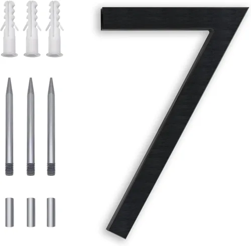 Miniatura 25 de Números Reflectantes de 8 Pulgadas para Dirección en Casa, Números de Casa Modernos de Metal Negro para Dirección en la Calle, Números de Casa