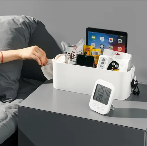 Miniatura 6 de Yopay Paquete de 2 organizadores de mesita de noche, estante de plástico para litera, soporte para mesita de noche, soporte de bolsillo