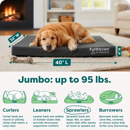 Miniatura 3 de Furhaven Cama ortopédica resistente al agua para perros grandes con funda extraíble lavable, para perros de hasta 95 libras – Colchón de lona Oxford