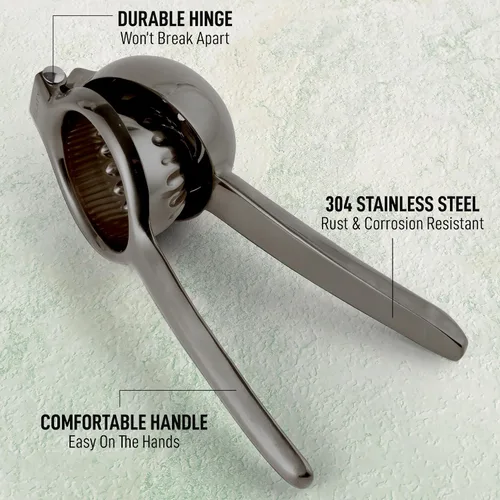 Miniatura 4 de Zulay Kitchen Exprimidor de limón extra grande de acero inoxidable, fácil de apretar y resistente, exprimidor de limón, exprimidor ergonómico