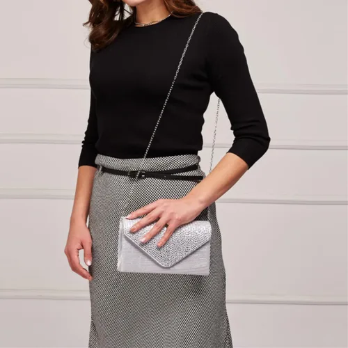 Miniatura 2 de Dasein Bolso de mano de satén esmerilado para mujer, bolso cruzado para fiesta, graduación, boda, sobre