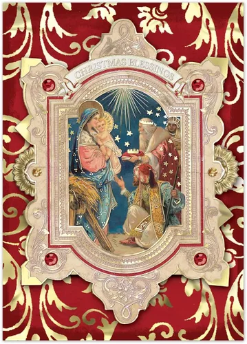 Miniatura 6 de Punch Studio Oh Holy Night Mary - Tarjetas dimensionales en caja con 12 tarjetas adornadas y sobres (57749)