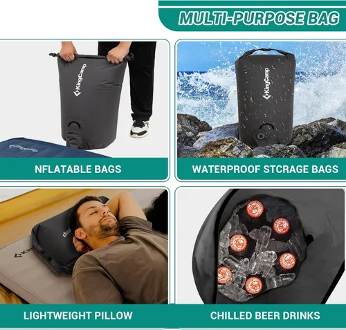 Miniatura 5 de KingCamp Bolsa de bomba de aire, bolsa de compresión enrollable ultraligera, multiusos, impermeable, para exteriores, bolsa de almacenamiento