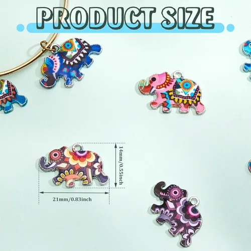 Miniatura 2 de Pulsera con dije de elefante, colgante y llavero para hacer joyas y aretes de bricolaje