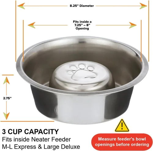 Miniatura 7 de Neater Pet Brands - Tazón de acero inoxidable para alimentación lenta para perros que comen rápido de raza grande, comedero de metal para perros